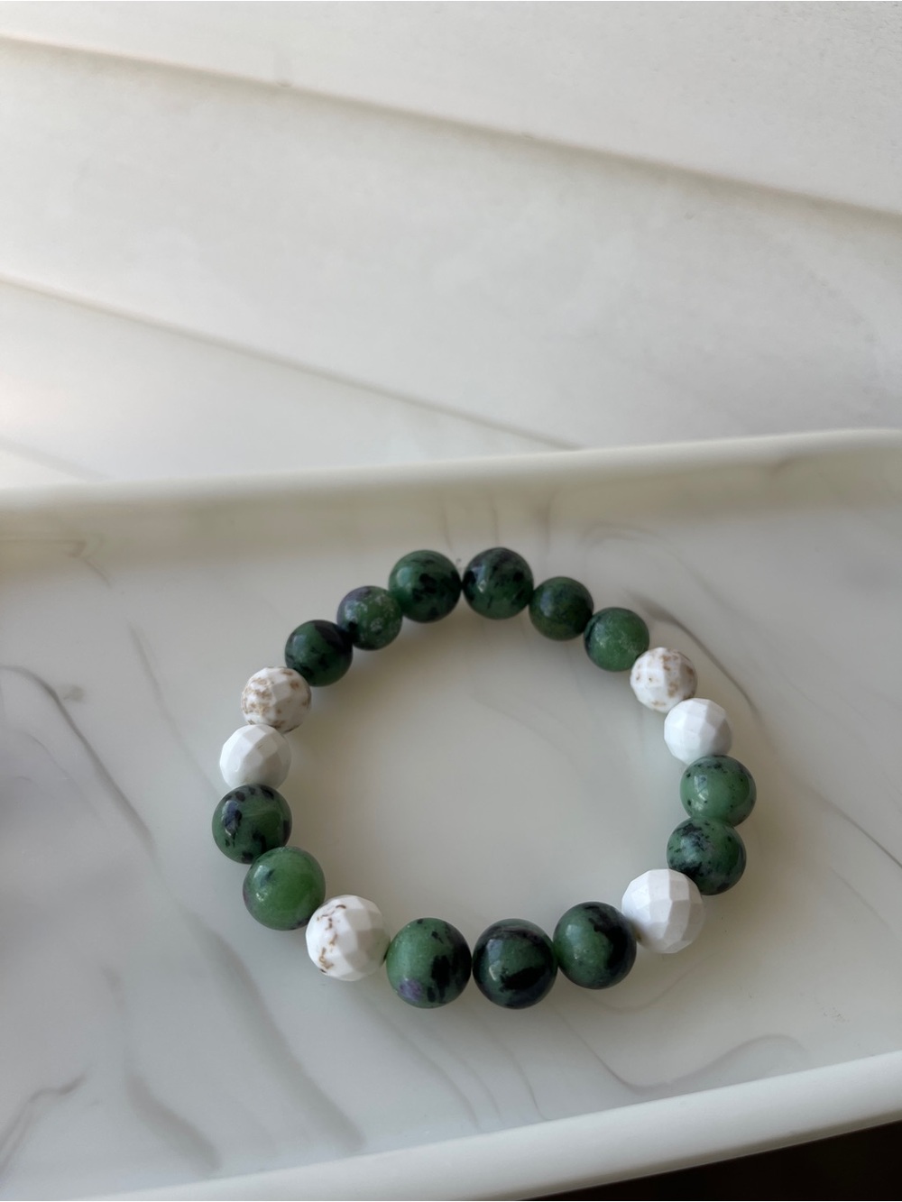 Tree Agate + White Turquoise Bracelet